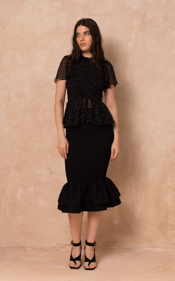 VENEZIA MIDI SKIRT -  BLACK