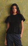 SYDNEY TOP - BLACK LINEN