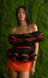IPANEMA TOP - GREEN-ORANGE STRIPES