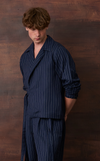 OMAN WRAP SHIRT - NAVY PINSTRIPES