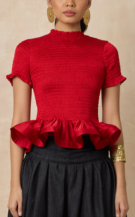 APULIA TOP - RED SATIN
