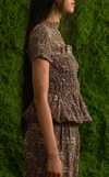 MATERA TOP - GREEN & BROWN PAISLEY