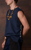 PATAN TOP - NAVY PINSTRIPES