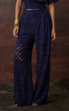 BALI PANTS - NAVY BLUE EYELET