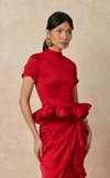 APULIA TOP - RED SATIN