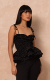 NAMIBIA TOP - BLACK POLKA