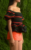 ROMA TOP - GREEN-ORANGE STRIPES