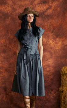  AKIKO DRESS - DARK GRAY CHAMBRAY