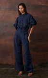CAMIA TOP - NAVY PINSTRIPES
