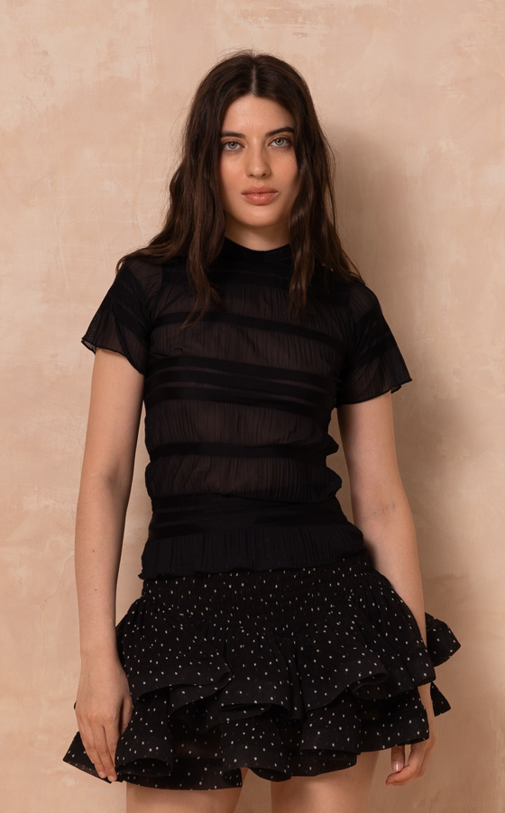 VIDA SKIRT - BLACK POLKA