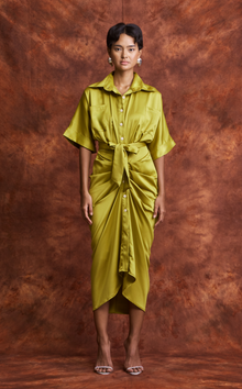  ASMARA DRESS - KEY LIME SATIN