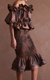 VENEZIA MIDI SKIRT -  BROWN SPLATTER