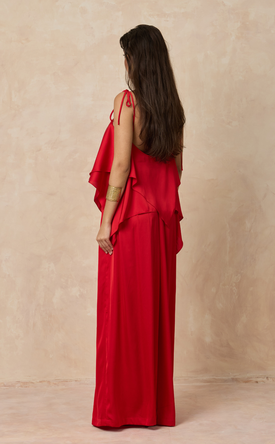 PALERMO PANTS - RED SATIN