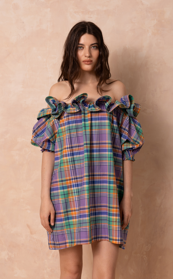 VIERA DRESS - PURPLE PLAID (PRE ORDER)