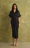 ASMARA DRESS - BLACK CHARMEUSE