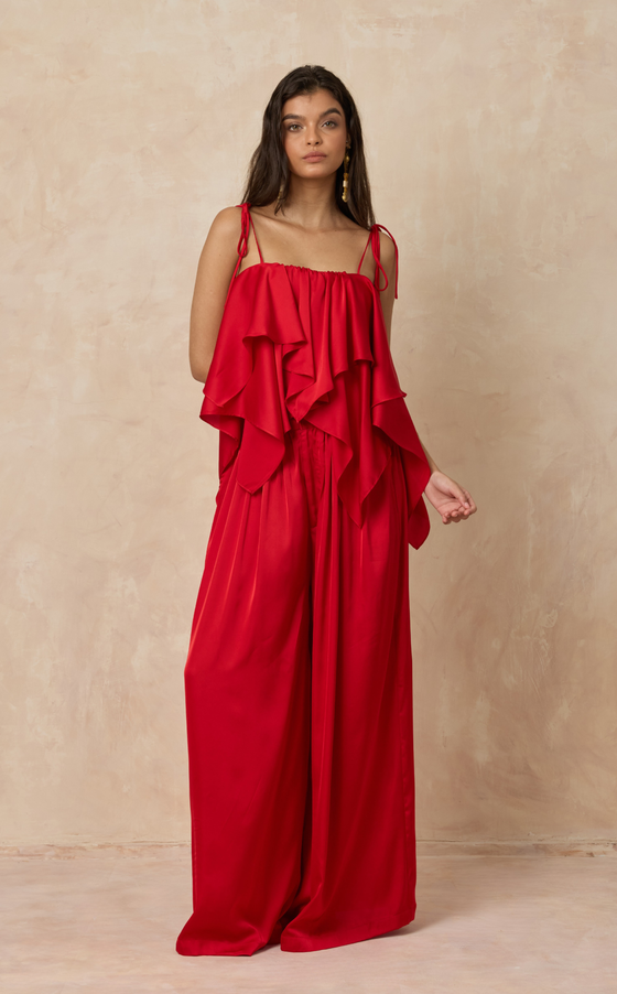 PALERMO PANTS - RED SATIN