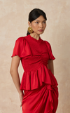 SYDNEY TOP - RED SATIN