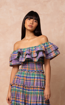  IBIZA TOP -  PURPLE PLAID