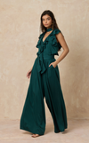 PALERMO PANTS - EMERALD SATIN