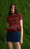 APULIA TOP - RED TARTAN