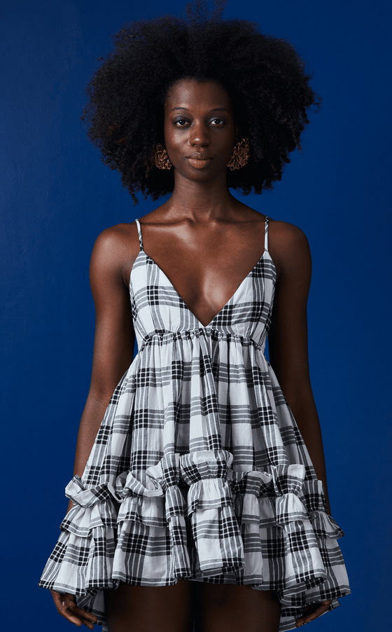 KENYA DRESS - BLACK  CHECKERED