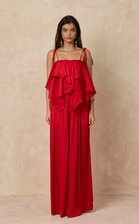 PALERMO PANTS - RED SATIN