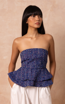  CUYO CORSET TOP - BLUE TWEED (PRE ORDER)