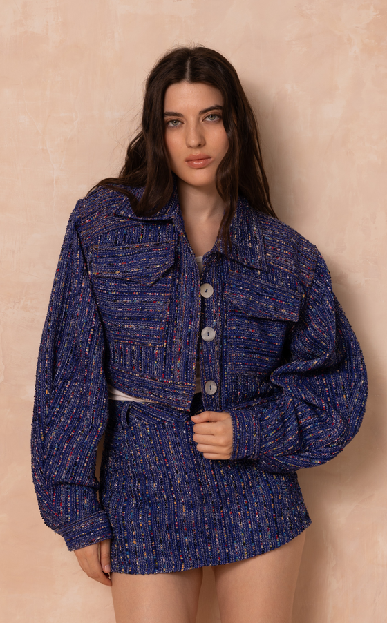 BOSTON TAILORED JACKET - BLUE TWEED (PRE ORDER)
