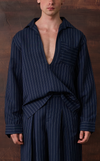 NEPAL SHIRT - NAVY PINSTRIPES
