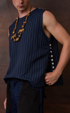 PATAN TOP - NAVY PINSTRIPES