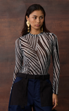 ARA LONG SLEEVES TOP - BLACK VEINS
