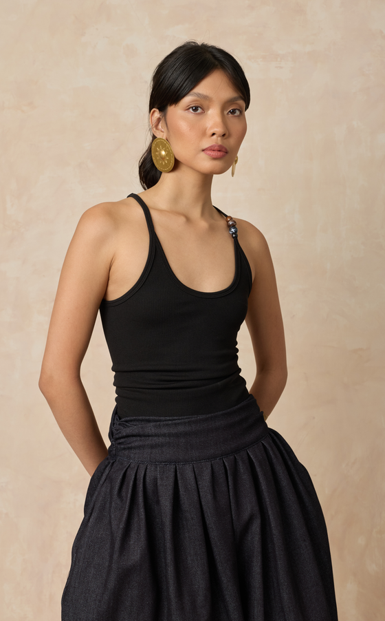BHUTAN TANK TOP - BLACK