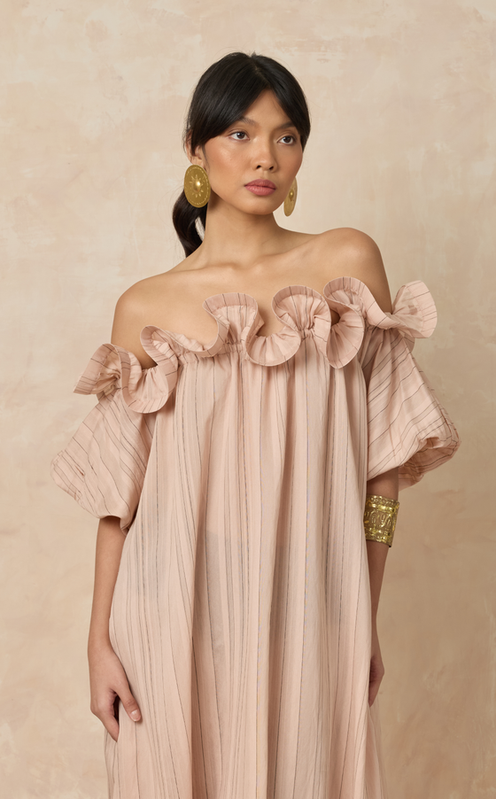 VIERA LONG DRESS - BLUSH STRIPES