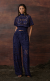 ZIMBABWE TOP - NAVY BLUE EYELET