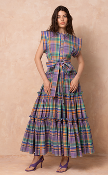  AKITA LONG DRESS - PURPLE PLAID (PRE ORDER)