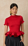 APULIA TOP - RED SATIN