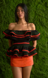 IPANEMA TOP - GREEN-ORANGE STRIPES