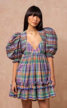  KENYA MINI DRESS - PURPLE PLAID