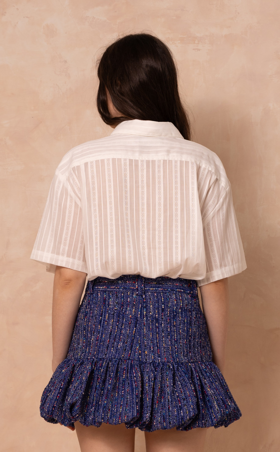 GABON TOP - WHITE LACE STRIPES