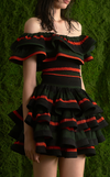 IBIZA TOP - GREEN-ORANGE STRIPES