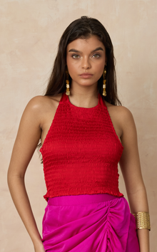 BERLIN TOP - RED SATIN