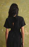 GAMBIA TOP - BLACK LINEN