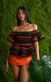 ROMA TOP - GREEN-ORANGE STRIPES