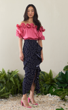 FLORA SKIRT - NAVY POLKA