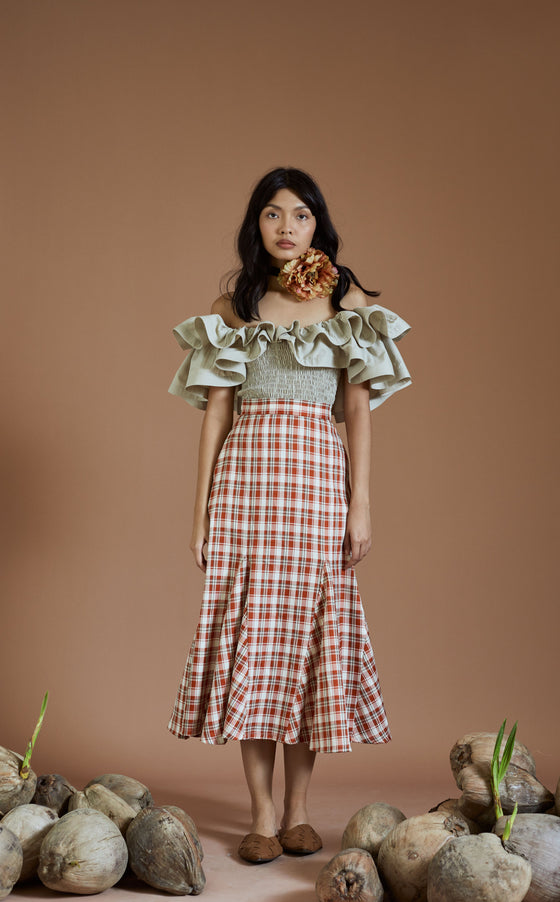 MIKO SKIRT - RUST TARTAN